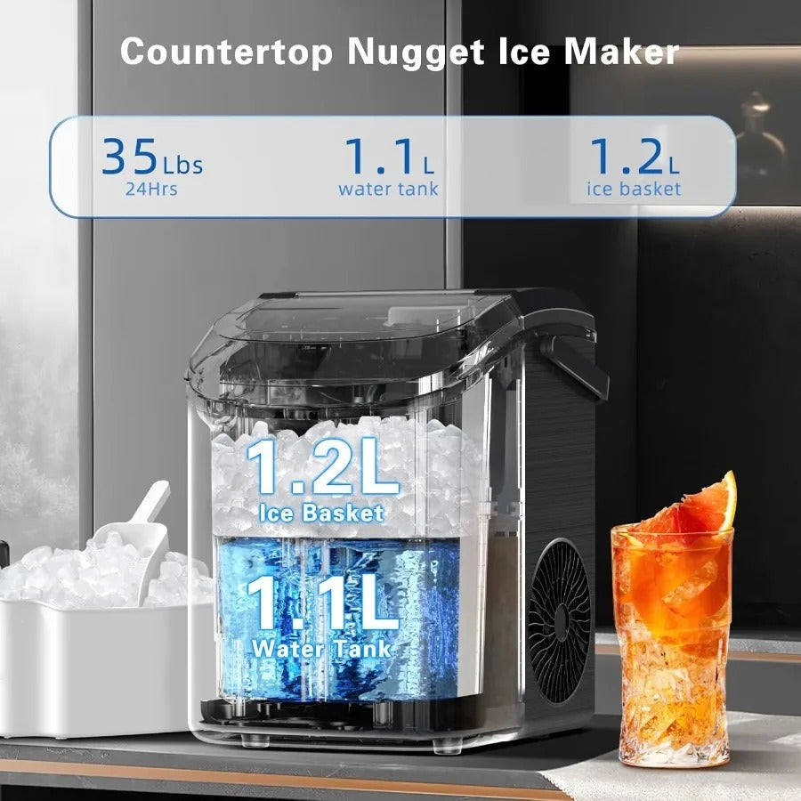 Nugget Ice Maker – Countertop Chewable Ice Machine | Soft Sonic Ice in 9 Minutes